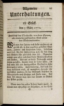 18 Stück. den 3 März 1770.