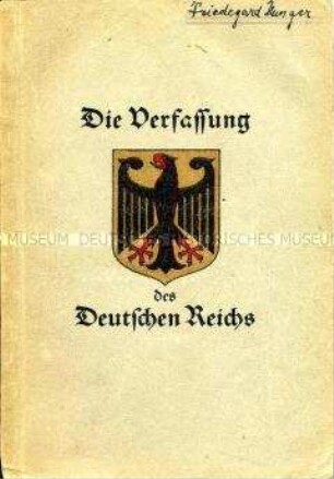 Verfassung des Deutschen Reiches von 1919 mit den Änderungen von 1929