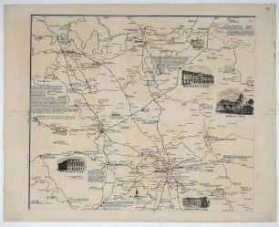 Übersichtskarte Sachsens von Bernburg im Nordwesten bis Leitmeritz (Böhmen) im Südosten