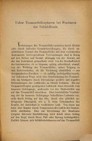 Über Trommelfellrupturen bei Fracturen der Schädelbasis
