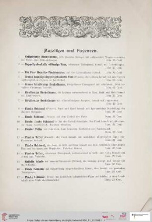 Majoliken und Fayencen (Nr. 1-37)