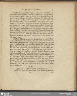§. II. Artium chemicarum primordia