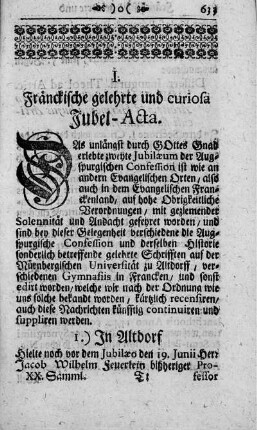 Fränckische gelehrte und curiosa Jubel-Acta.