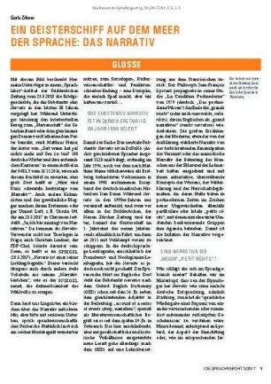 Ein Geisterschiff auf dem Meer der Sprache: das Narrativ