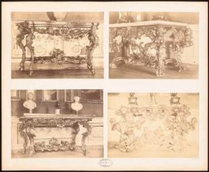 Möbel des Barock und Rokoko: Innenansicht mit Wandkonsolen und Armlehnstühlen