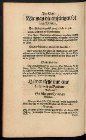 Wie man die einfeltigen sol leren Beichten.