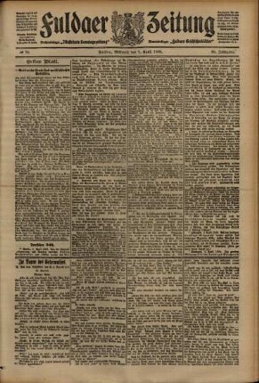 Erste Ausgabe vom Mittwoch, den 07. April 1909.