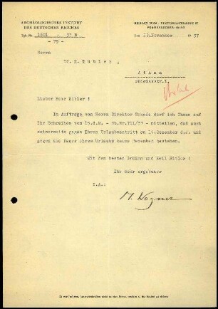 M. Wegner an K. Kübler