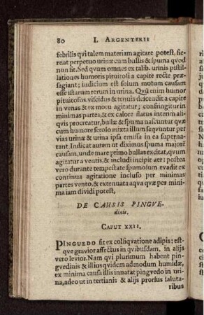 De Causis Pinguedinis. Caput XXII.