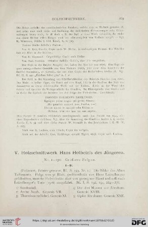 V. Holzschnittwerke Hans Holbein's des Jüngeren