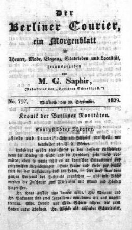 No. 797, Mittwoch, den 30. September 1829