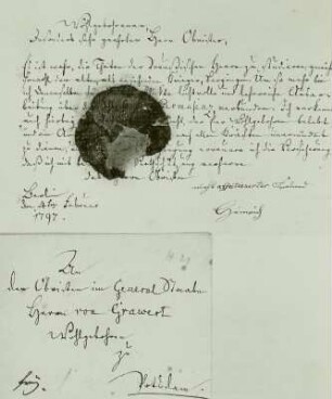 Brief des Prinzen Heinrich von Preußen an den Obristen von Grawert