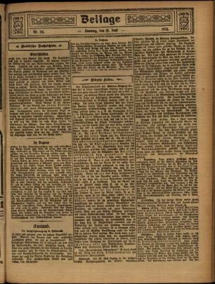 Zweite Ausgabe vom Sonntag, den 12. Juni 1921.