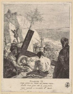 Jesus fällt zum dritten Mal unter dem Kreuz (9. Station des Kreuzwegs), aus der Folge "Via Crucis"