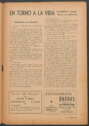 En torno a la vida : (Especial para "Máscara")