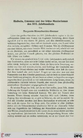 33: Holbein, Erasmus und der frühe Manierismus des XVI. Jahrhunderts