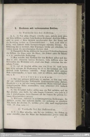 I. Rechnen mit unbenannten Zahlen