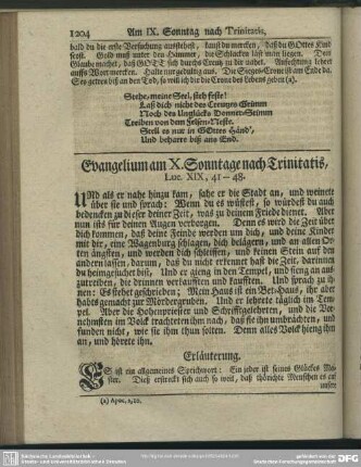 Evangelium am X. Sonntage nach Trinitatis, Luc. XIX, 41-48