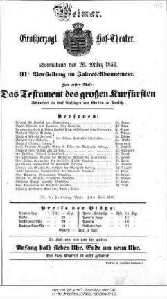 Das Testament des großen Kurfürsten