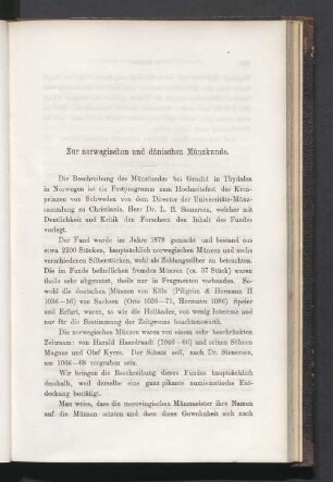 Zur norwegischen und dänischen Münzkunde
