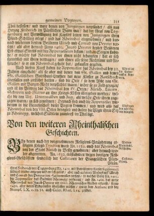 Von den weiteren Rheinthalischen Geschichten