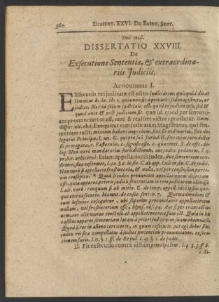 Dissertatio XXVIII. De Executione Sententiae, & extraordinariis Iudiciis