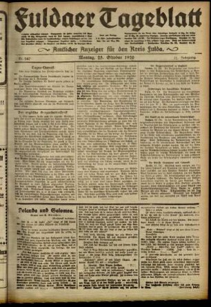 Ausgabe vom Montag, den 25. Oktober 1920.
