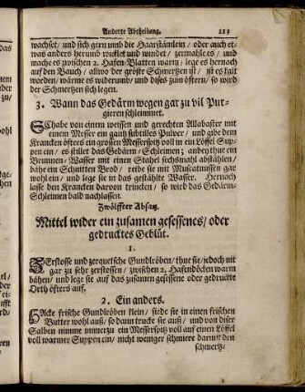 Zwölffter Absatz. Mittel wider ein zusamen gesessenes/ oder gedrucktes Geblüt