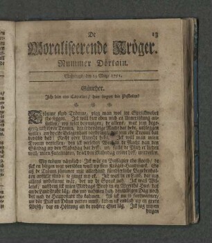 Nummer Dörtain. Mahndags den 29. Merz 1751