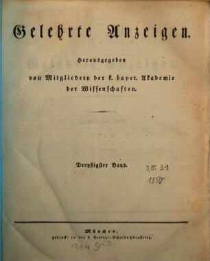 Gelehrte Anzeigen. 30. 1850