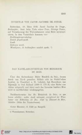 Inventar von Jacob Jacobsz de Jonge