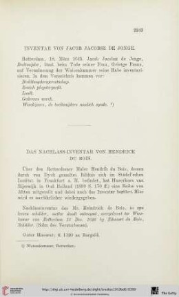 Inventar von Jacob Jacobsz de Jonge
