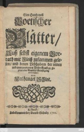 Eine Hand-voll Poetischer Blätter