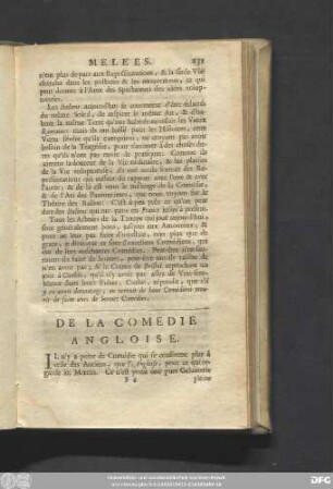 De La Coemdie Angloise.