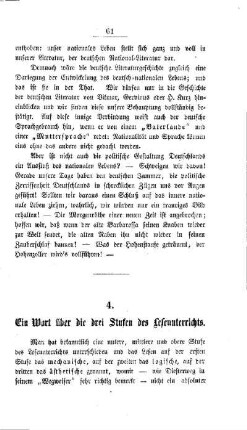 Ein Wort über die drei Stufen des Leseunterrichts
