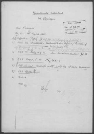 Eschenbach: Visitationsbericht mit Pfarrbericht 1951