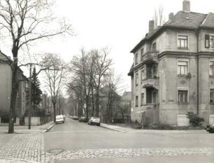 Dresden-Trachau, Stephanstraße. Wohnhaus (Nr. 38). Blick von der Kronenstraße nach Süd