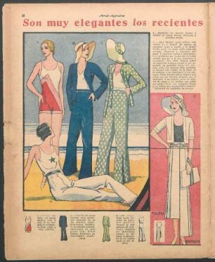 Son muy elegantes los recientes modelos de pijamas y trajes de playa [Dibujos]