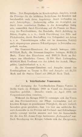 b) Vaterländischer Frauenverein.