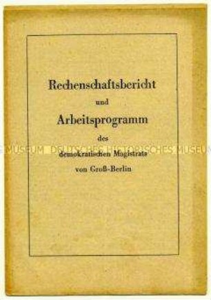 Informationsschrift über den Magistrat von Groß-Berlin