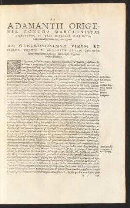 Adamantii Origenis, Contra Marcionistas Disputatio, In Tres Dialogos Distincta ...