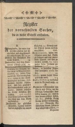 Register der vornehmsten Sachen, die in dieser Schrift enthalten