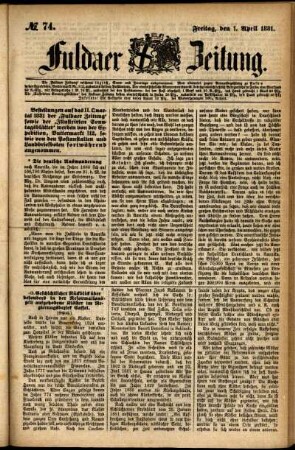 Ausgabe vom Freitag, den 01. April 1881.