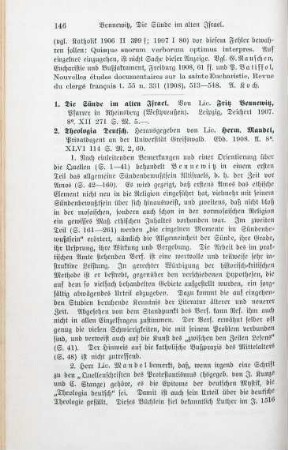 146-148 [Rezension] Bennewitz, Fritz, Die Sünde im alten Israel