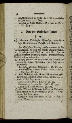 C. Von der Sechsstadt Zittau.