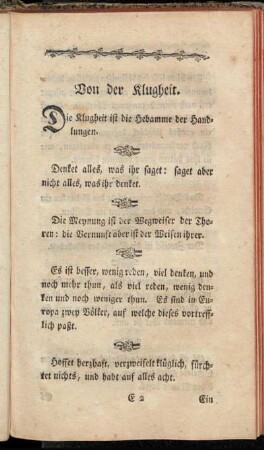 Von der Klugheit.