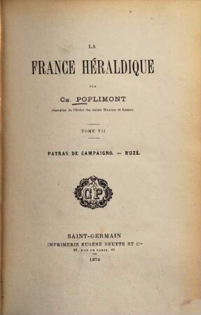 La France héraldique par Ch. Poplimont, 7