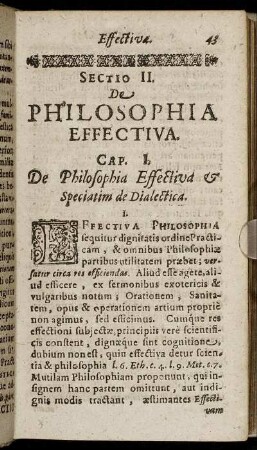 Sectio II. De Philosophia Effectiva.