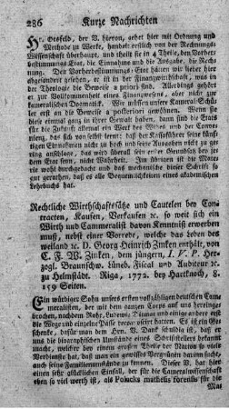 Rechtliche Wirthschaftssätze und Cautelen bey Contracten, Verkaufen, Verpachten und Verwalten öffentlicher oder Privatgüter.