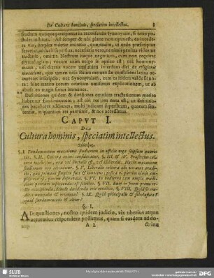 Caput I. De Cultura hominis, speciatim intellectus
